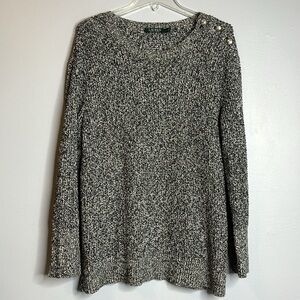 LAUREN RALPH LAUREN HEATHERED KNIT PULLOVER SWEATER
